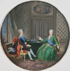 King Gustavus III and Catherine II of Russia in Fredrikshavn 1783, 1784. Creator: Cornelius Hoyer