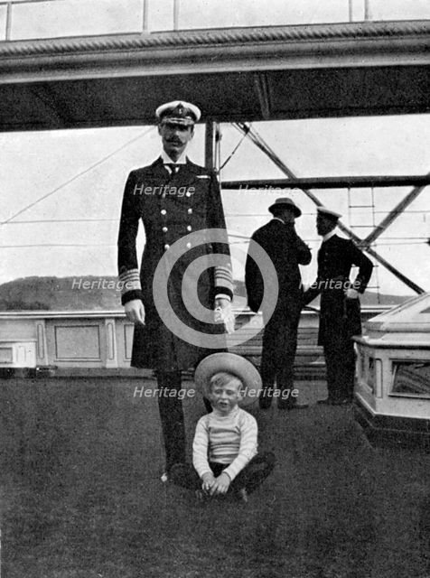 King Haakon VII of Norway (1872-1957) with his son Olav (1903-1991), 1908.Artist: Queen Alexandra