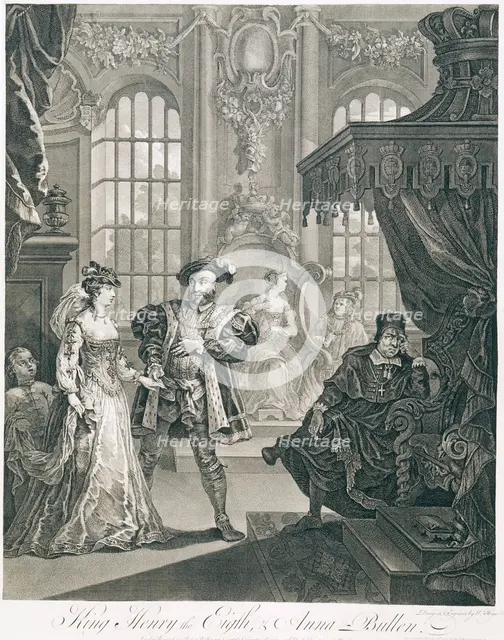 'King Henry the Eigth & Anna Bullen', 18th century. Creator: William Hogarth.