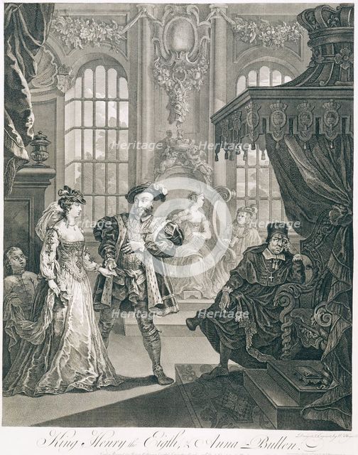 'King Henry the Eigth & Anna Bullen', 18th century. Creator: William Hogarth.