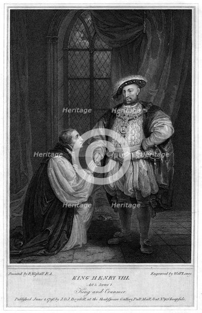 King Henry VIII (1491-1547) and Thomas Cranmer (1489-1556), 1796.Artist: William Satchwell Leney