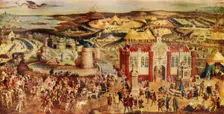 King Henry VIII. Meeting...Francis at the...Field of the Cloth of Gold 1520, (c1930). Creator: Unknown