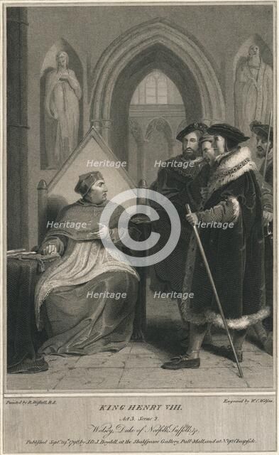 'King Henry VIII. Act 3. Scene 2. Wolsey, Duke of Norfolk, Suffolk & c', 1796.  Artist: WC Wilson.