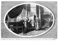 King Henry III (1207-1272) in the Chapter House at Winchester preaching to the monks, 19th century.Artist: Saunders