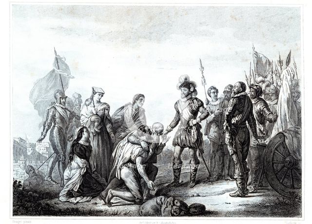 King Henry IV during the unsuccessful siege of Paris in 1590, engraving from 1853.