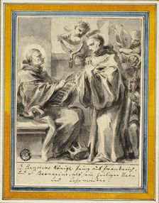 King Henry of France and Saint Bernard of Clairvaux, n.d. Creator: Possibly Johann Christoph Lischka (Bohemian, 1650-1712) or Gottfried Bernhard Goetz (German, 1708-1774) or Jonas Umbach the elder (German, 1624-1693)