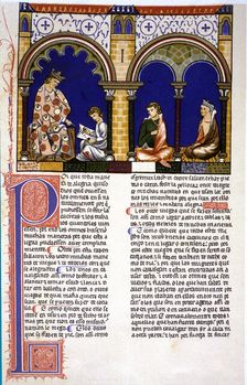 King instructing a child, miniature in the Book of Games manuscript, 1283, by Alfonso X el Sabio