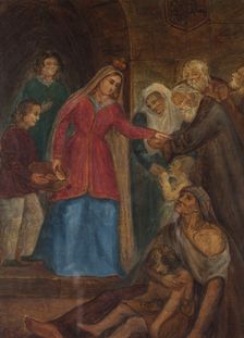 King Jadwiga Distributung Bread to the Poor, 1853. Creator: Maksymilian Cercha