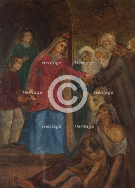 King Jadwiga Distributung Bread to the Poor, 1853. Creator: Maksymilian Cercha.