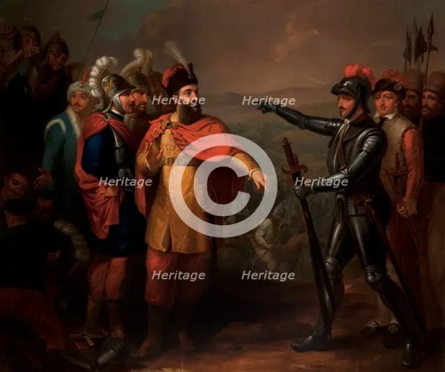 King Jagiello and the Teutonic Knights, after 1816. Creator: Jozef Peszka.