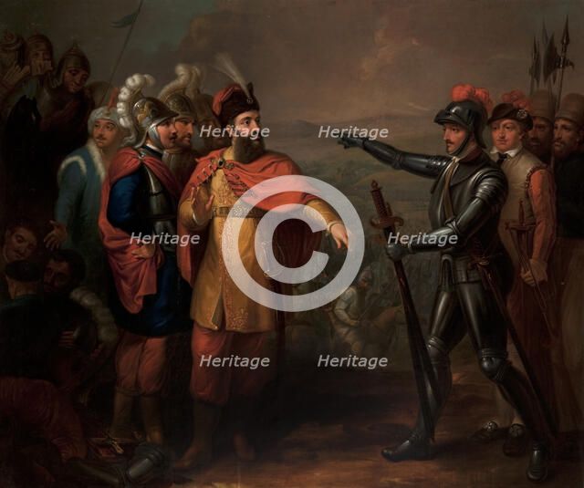 King Jagiello and the Teutonic Knights, after 1816. Creator: Jozef Peszka.