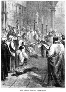 King John (1167-1216) kneeling before the Pope's legate, 1213