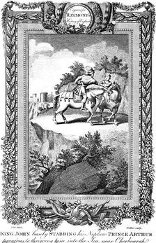 King John (1167-1216) stabbing his nephew Prince Arthur, 19th century.Artist: Walker