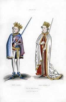King John and King Henry I, c1440, (1843).Artist: Henry Shaw