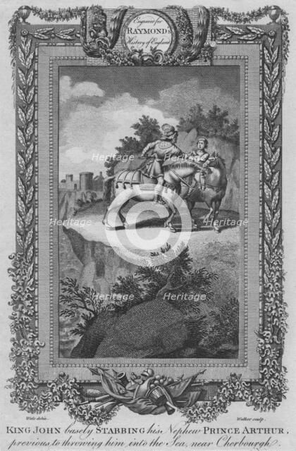 'King John basely Stabbing his Nephew Prince Arthur, previous to throwing him into the Sea', c1787. Artist: Unknown.