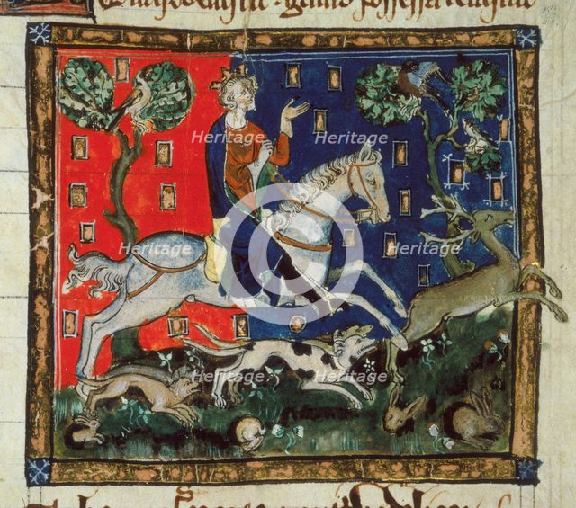 King John hunting, 14th century. Creator: Unknown.