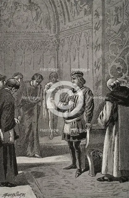 King John I of Aragon (1350-1396) at the Courts of Monzón in 1383, 1890. Creator: Joan Serra y Pausas.