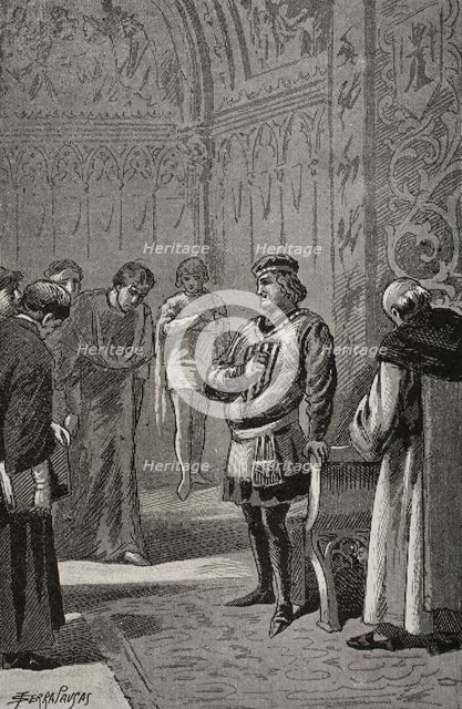 King John I of Aragon (1350-1396) at the Courts of Monzón in 1383, 1890. Creator: Joan Serra y Pausas.