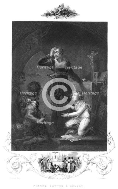 King John swearing fealty to the Pope before Princes Arthur and Hubert, 19th century.Artist: T Sherratt