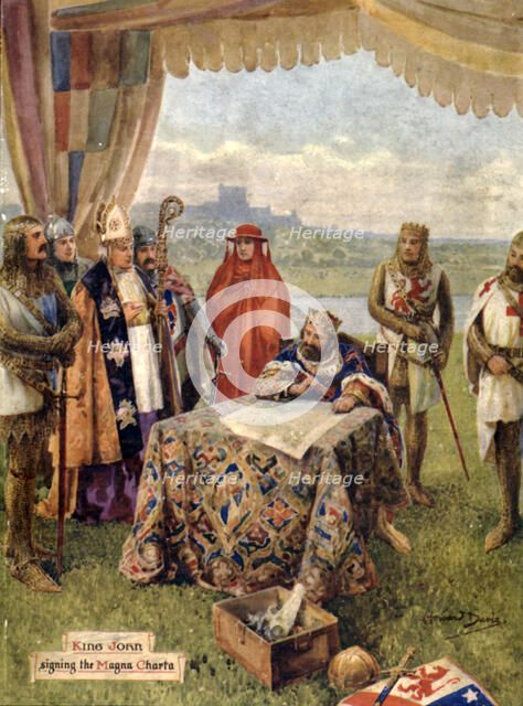 'King John signing the Magna Charta', 1925.  Creator: Howard Davie.