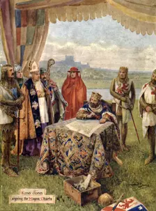 King John signing the Magna Charta 1925. Creator: Howard Davie