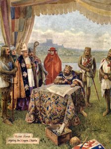 King John signing the Magna Charta 1925. Creator: Howard Davie