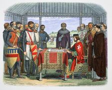 King John signs the Great Charter, Runnymede, Surrey, 1215 (1864). Creator: James William Edmund Doyle