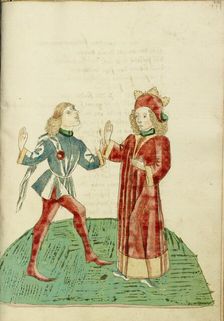 King Josaphat Selects Barochias as his Successor; Barlaam und Josaphat, 1469. Creators: Hans Schilling, Diebolt Lauber