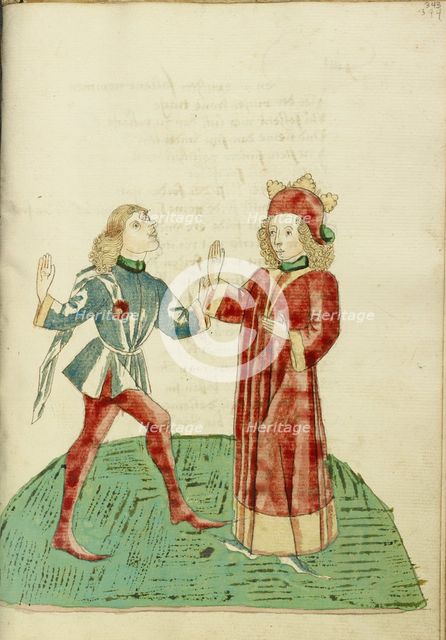 King Josaphat Selects Barochias as his Successor; Barlaam und Josaphat, 1469. Creators: Hans Schilling, Diebolt Lauber.