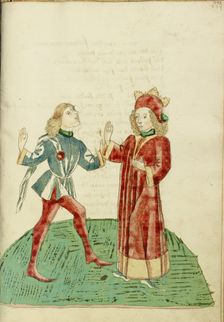 King Josaphat Selects Barochias as his Successor; Barlaam und Josaphat, 1469. Creators: Hans Schilling, Diebolt Lauber