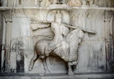 King Khosrow II riding his horse Shabdiz, Taq-e Bostan, Iran, 4th century, (1994). Creator: Unknown