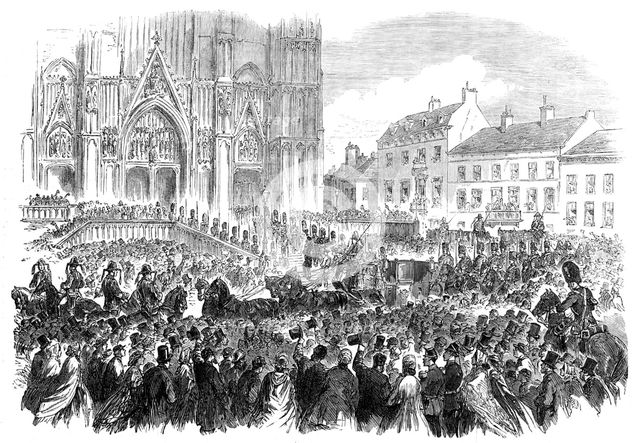 King Leopold II. entering the Church of St. Gudule, at Brussels..., 1865. Creator: Unknown.