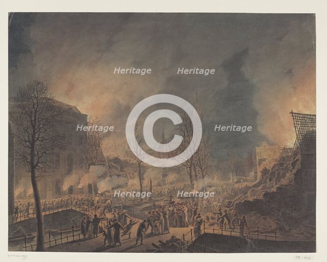 King Louis Napoleon visits the ruins...after the explosion of the powder ship..., (1807-1809).  Creator: Jan Willem Pieneman.