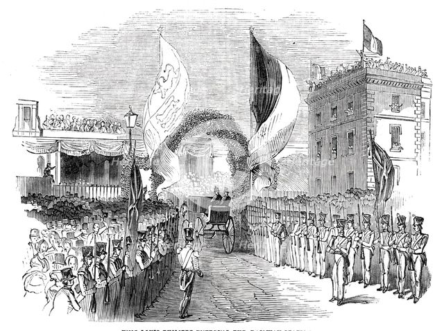 King Louis Philippe entering the railway station, 1844. Creator: Unknown.