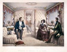 King Louis Philippe, Queen Victoria and Prince Albert in the royal carriage, 1846. Artist: Jules David