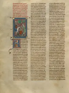 King Mark of Cornwall Meeting Tristan and the Shepherds, about 1320-1340. Creator: Unknown