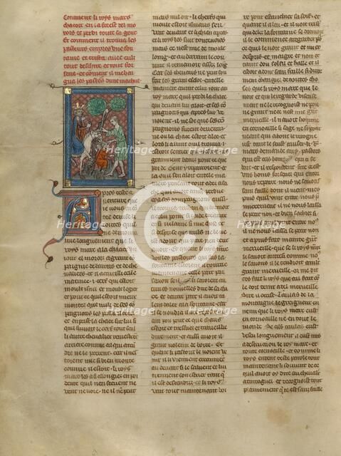 King Mark of Cornwall Meeting Tristan and the Shepherds, about 1320-1340. Creator: Unknown.