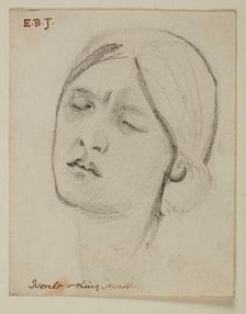 King Mark and La Belle Iseult - Study for the Head of Iseult, 1862. Creator: Sir Edward Coley Burne-Jones
