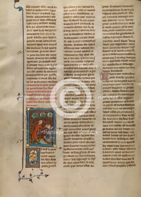 King Mark Killing his Brother Perneham, about 1320-1340. Creator: Unknown.