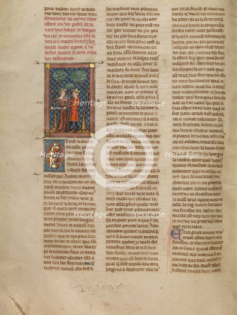 King Mark Preventing Iseult from Killing Herself, about 1320-1340. Creator: Unknown.