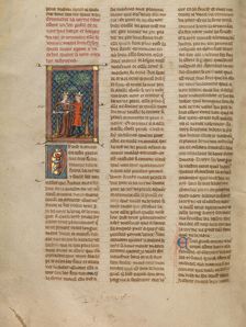 King Mark Preventing Iseult from Killing Herself, about 1320-1340. Creator: Unknown