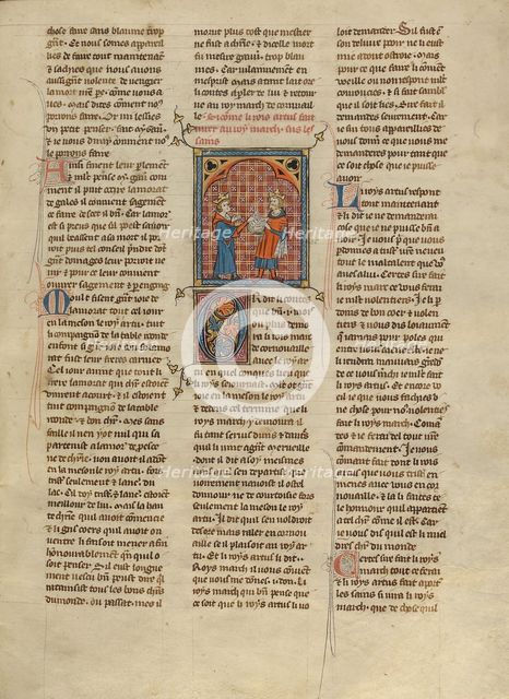 King Mark Taking an Oath before King Arthur, about 1320-1340. Creator: Unknown.