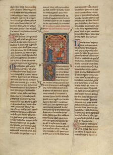 King Mark Taking an Oath before King Arthur, about 1320-1340. Creator: Unknown