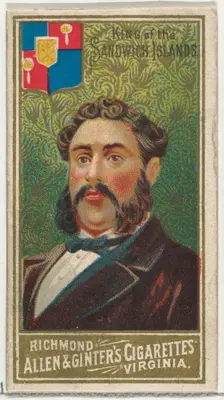King of the Sandwich Islands, from World's Sovereigns series (N34) for Allen & Ginter Ciga..., 1889. Creator: Unknown