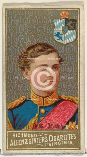 King of Bavaria, from World's Sovereigns series (N34) for Allen & Ginter Cigarettes, 1889., 1889. Creator: Unknown.