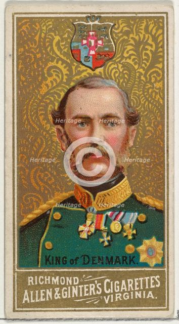 King of Denmark, from World's Sovereigns series (N34) for Allen & Ginter Cigarettes, 1889., 1889. Creator: Allen & Ginter.