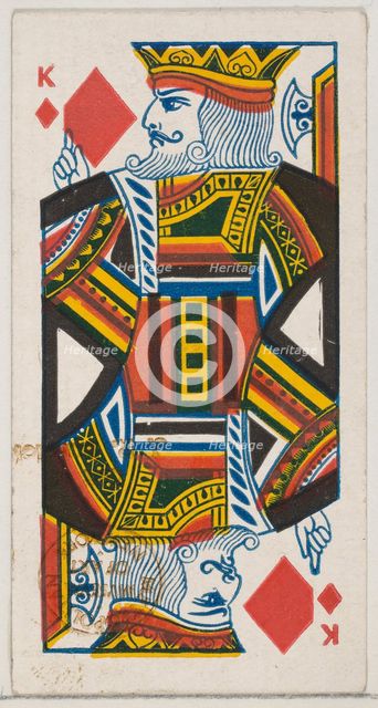 King of Diamonds (red), from the Playing Cards series (N84) for Duke brand cigarettes, 1888., 1888. Creator: Unknown.