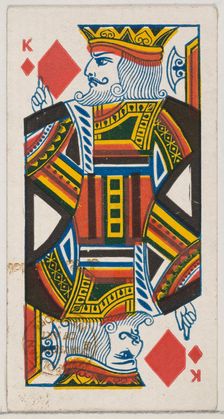 King of Diamonds (red), from the Playing Cards series (N84) for Duke brand cigarettes, 1888., 1888. Creator: Unknown