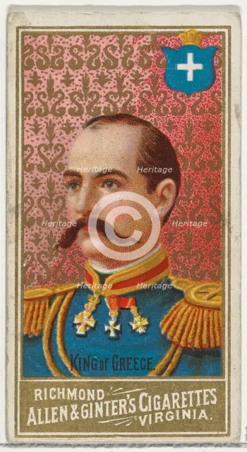 King of Greece, from World's Sovereigns series (N34) for Allen & Ginter Cigarettes, 1889., 1889. Creator: Allen & Ginter.