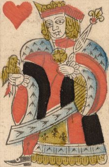 King of Hearts, from a Set of Piquet Cards, late 18th-19th century. Creator: Claude Fayolle